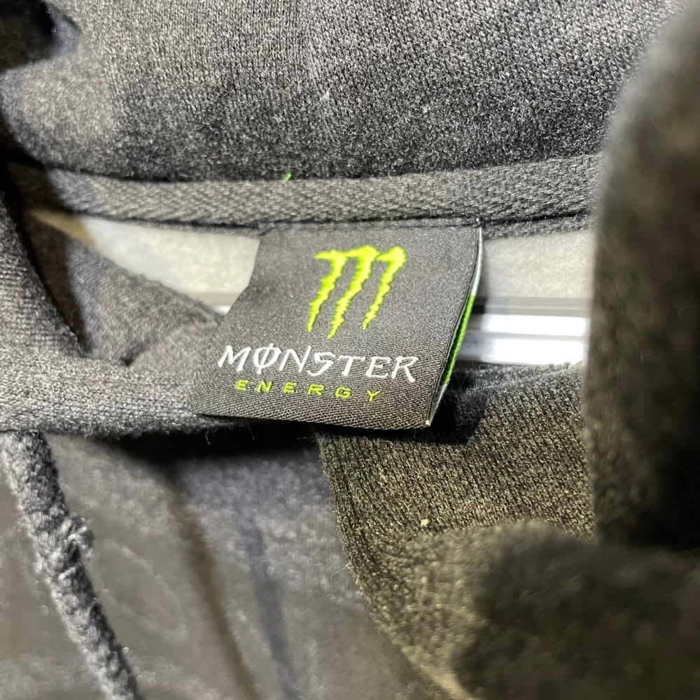 Monster Energy Mens Charcoal Gray Graphic Pullover‎ Hoodie Sweatshirt Medium